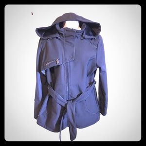 Steve Madden Black Hooded Winter Jacket Large